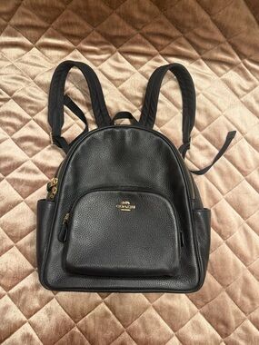 Coach Black Pebbled Leather Backpack with Gold Hardware